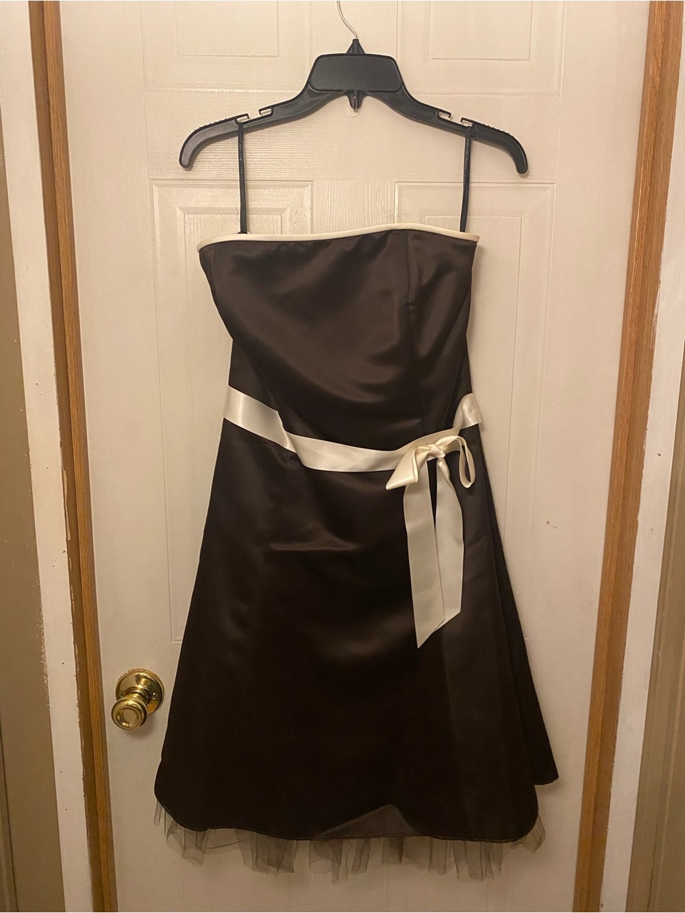 VTG Jessica McClintock For Gunne Sax Chocolate Brown Strapless Satin Dress